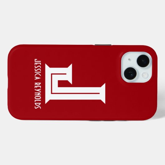 Minimale Monogram Rode Case-Mate iPhone Case (Achterkant (horizontaal))