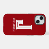 Minimale Monogram Rode iPhone 15 Case (Achterkant horizontaal)
