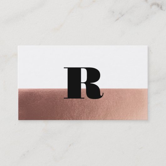 Minimale Monogram Rose Goud Zwart Visitekaartje (Voorkant)