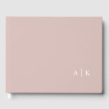 Minimale monogram roze bruiloft gastenboek