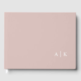 Minimale monogram roze bruiloft gastenboek