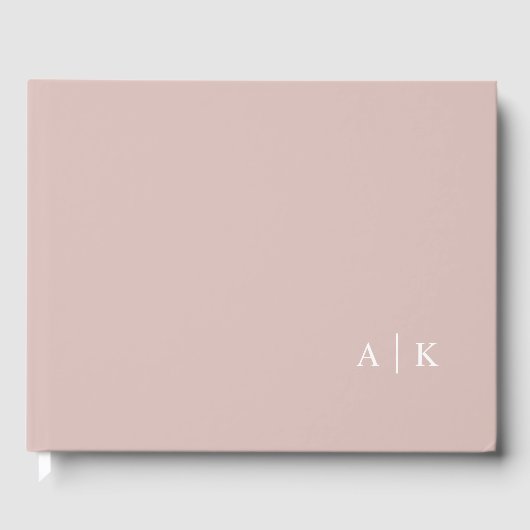 Minimale monogram roze bruiloft gastenboek (Voorkant)