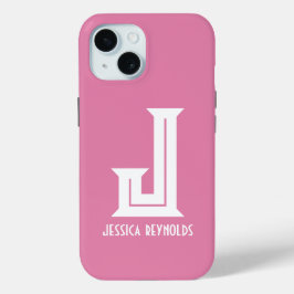 Minimale Monogram Roze iPhone 15 Case