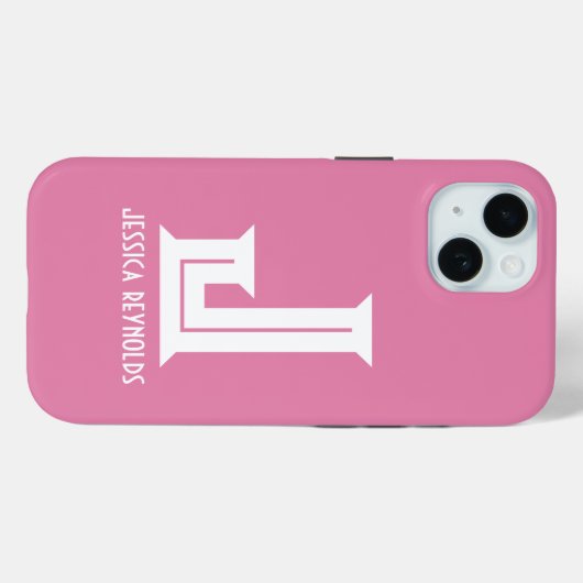 Minimale Monogram Roze Case-Mate iPhone Case (Achterkant (horizontaal))