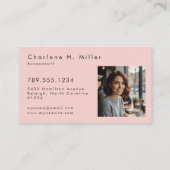Minimale Monogram Roze Modern Foto Professioneel Visitekaartje (Achterkant)