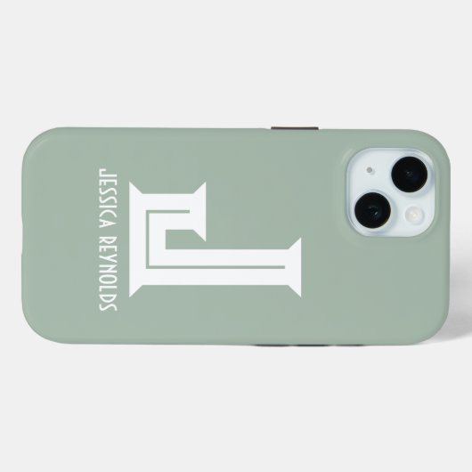 Minimale Monogram Sage Green Case-Mate iPhone Case (Achterkant (horizontaal))