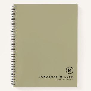 Minimale Monogram Sage Green Notitieboek