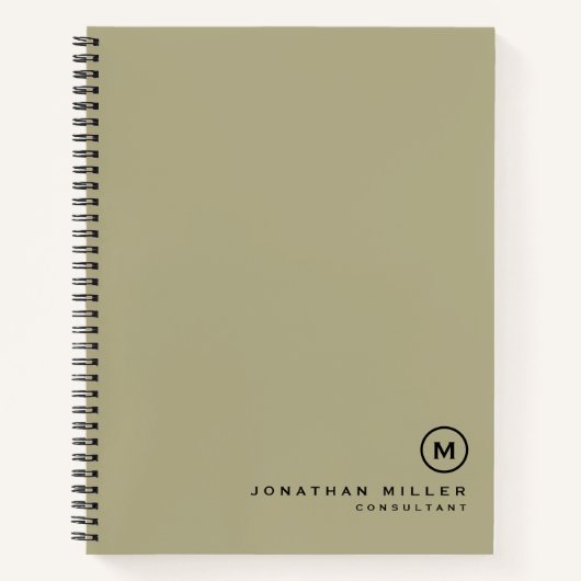 Minimale Monogram Sage Green Notitieboek (Voorkant)