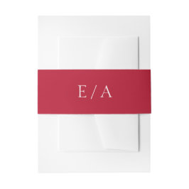 Minimale Monogram Simpele Elegante Rode Trouwdag Uitnodigingen Wikkel
