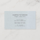 Minimale monogram Simple Blue Grey Linen Modern Visitekaartje (Achterkant)