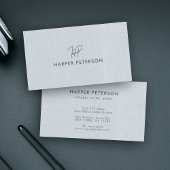 Minimale monogram Simple Blue Grey Linen Modern Visitekaartje