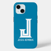 Minimale Monogram Teal Case-Mate iPhone Case (Achterkant)