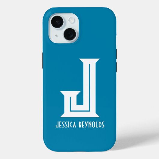 Minimale Monogram Teal Case-Mate iPhone Case (Achterkant)