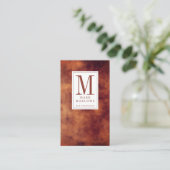 Minimale monogram terracotta bruine lederen textuu visitekaartje (Staand voorkant)