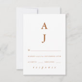 Minimale Monogram Terracotta Wedding RSVP Kaartje (Voorkant)