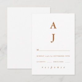 Minimale Monogram Terracotta Wedding RSVP Kaartje