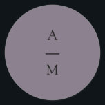 Minimale monogram Trendy Chic Dusty Paars Wedding Ronde Sticker<br><div class="desc">Minimalistische monogram Trendy Chic Typography Wedding Classic Round Sticker in Boho Dusty Paars</div>