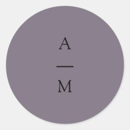 Minimale monogram Trendy Chic Dusty Paars Wedding Ronde Sticker