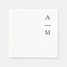 Minimale monogram Trendy Chic Wedding Black White Servet