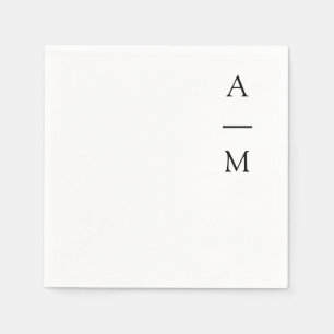 Minimale monogram Trendy Chic Wedding Black White Servet