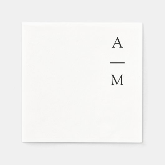 Minimale monogram Trendy Chic Wedding Black White Servet (Voorkant)