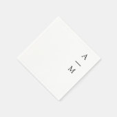 Minimale monogram Trendy Chic Wedding Black White Servet (Hoek)