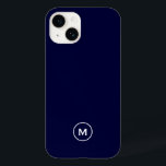 Minimale monogram voor Navy Blue Case-Mate iPhone 14 Hoesje<br><div class="desc">Het stijlvolle ontwerp van de telefoondraagtas is een eenvoudig modern design in blauw-wit. Personaliseer telefoongeval met douane initiaal. Het doopvont of de positie van de verandering gebruiken passen menu aan.</div>