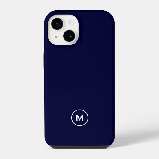 Minimale monogram voor Navy Blue iPhone Hoesje (Achterkant)