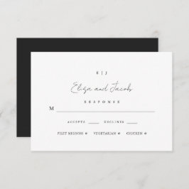 Minimale Monogram Weddenschap Zwart RSVP Kaartje