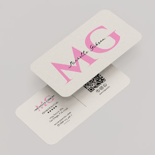 Minimale Monogram Zand Roze Initiaal Beauty Visitekaartje