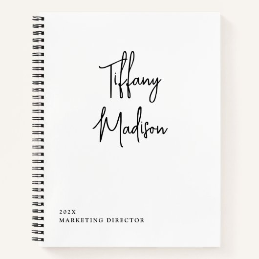 Minimale Monogram Zwart en Wit Aangepaste Naam Jaa Notitieboek (Voorkant)