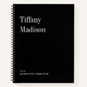 Minimale Monogram Zwart en Wit Aangepaste Naam Jaa Notitieboek (Voorkant)