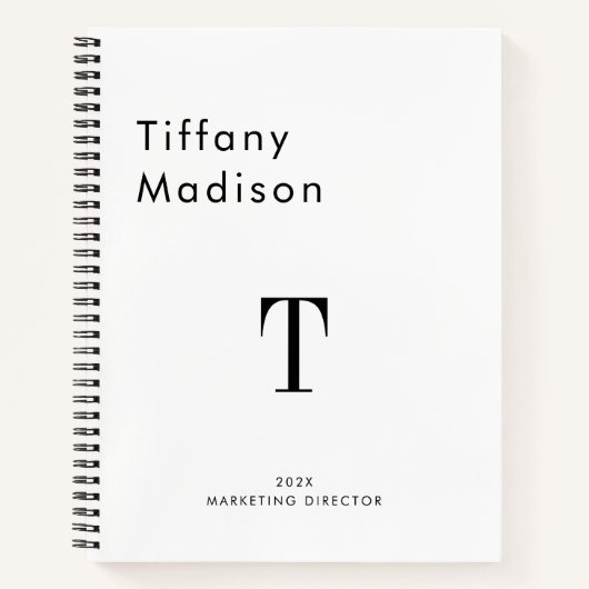 Minimale Monogram Zwart en Wit Aangepaste Naam Jaa Notitieboek (Voorkant)