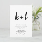 Minimale Monogram Zwart-wit QR Code Bruiloft Kaart (Staand voorkant)