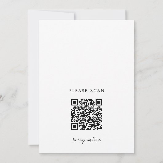 Minimale Monogram Zwart-wit QR Code Bruiloft Kaart (Achterkant)