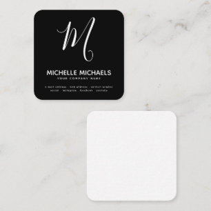 Minimale monogram zwart-wit van KLEUR wijzigen Vierkante Visitekaartje