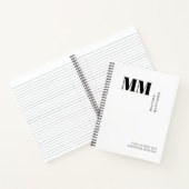 Minimale Monogram Zwarte en Witte Aangepaste Naam  Notitieboek (Binnen)