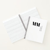 Minimale Monogram Zwarte en Witte Aangepaste Naam  Notitieboek (Binnen)