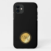 Minimale monogram zwarte gouden lijst Case-Mate iPhone case (Achterkant)