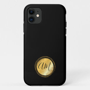 Minimale monogram zwarte gouden lijst Case-Mate iPhone case