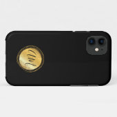 Minimale monogram zwarte gouden lijst Case-Mate iPhone case (Achterkant (horizontaal))