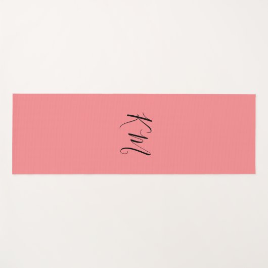 Minimale monogram zwarte initialen roze yoghagmat yogamat (Voorkant (horizontaal))