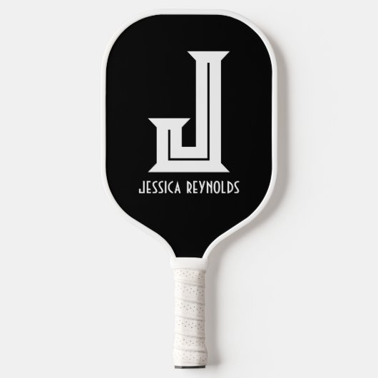 Minimale Monogram Zwarte Pickleball Paddle (Voorkant)