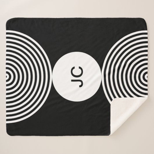 Minimale Monogrammed Circle Patroon Sherpa Deken (Voorkant (horizontaal))