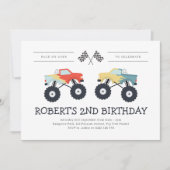 Minimale Monster Truck Verjaardagsfeestuitnodiging Kaart (Voorkant)