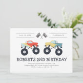 Minimale Monster Truck Verjaardagsfeestuitnodiging Kaart (Staand voorkant)