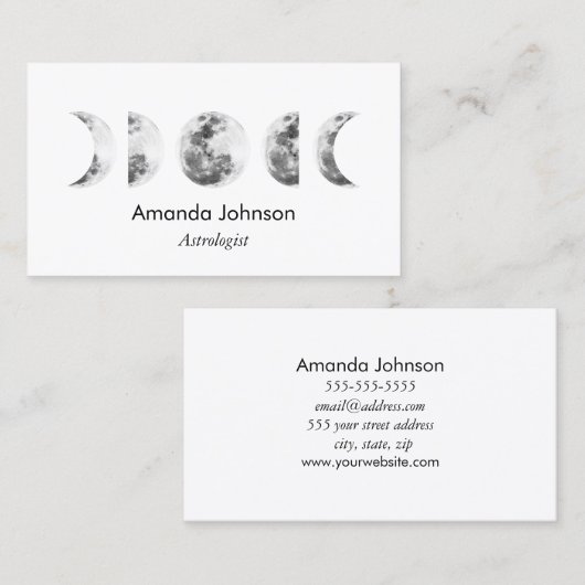 Minimale moonfase Astrologie Yoga Holistic Healer Visitekaartje (Voorkant / Achterkant)