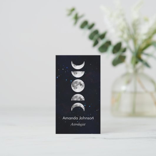Minimale moonfase Astrologie Yoga Holistic Healer Visitekaartje (Staand voorkant)