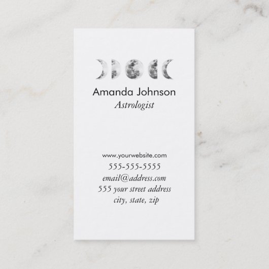 Minimale moonfase Astrologie Yoga Holistic Healer Visitekaartje (Achterkant)
