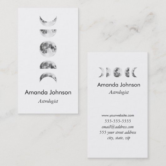 Minimale moonfase Astrologie Yoga Holistic Healer Visitekaartje (Voorkant / Achterkant)